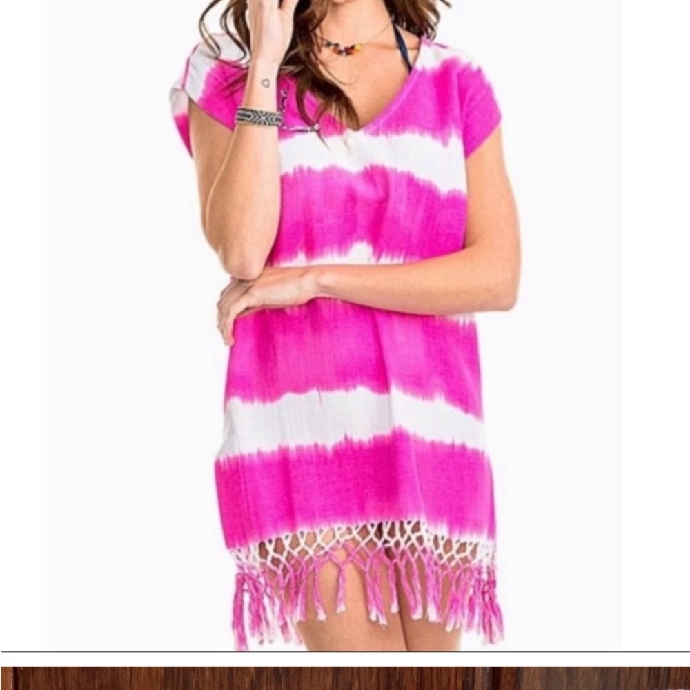 “Southern Tide” Pink and White Tie-Dye Cover-Up - XS